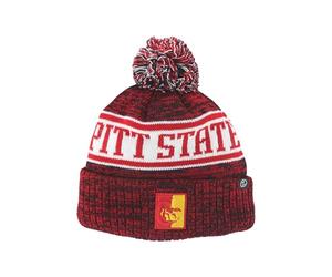 Zephyr Pittsburg State Gorillas Kiona Red Heathered Cuff Beanie Hat Pom - NCAA ZHATS Fashion Cuffed Winter Knit Cap