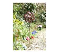 Zephyr Wind Spinner Garden Solar LED Colour Change Globe Bronze Stake 5704002