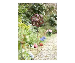 Zephyr Wind Spinner Garden Solar LED Colour Change Globe Bronze Stake 5704002