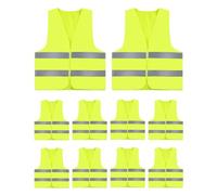 ZephyrCraft 10Pcs Hi Vis Vests, High Visibility Safety Security Vests, High Vis Jacket with 2 Reflective Strips for Traffic Work Cycling Running Road Construction