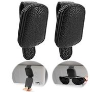 ZephyrCraft 2 Pcs Sunglasses Holder Car Glasses Holder for Car Visor Accessories - Car Interior Accessories - Magnetic Leather Clip Car Visor Holder, Black