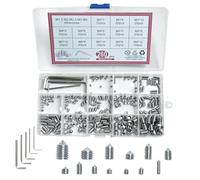ZephyrCraft 260 Pcs Cone Point Grub Screws Mixed, M3/M4/M5/M6/M8 Hex Head Stainless Steel Socket Screws Assortment, with 5 Pcs Socket Allen Key, Screws Set with a Storage Box