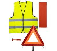 ZephyrCraft 4-in-1 Car Emergency Kit - Warning Triangle for Cars, 2 Zippered Safety Vests, 2-in-1 Escape Hammer & Storage Case, Foldable High-Vis Roadside Safety