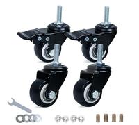 ZephyrCraft Heavy Duty 4 Pcs Castor Wheels with Brakes and Screws - 40mm PU Rubber Swivel Trolley Wheels for Furniture Caster, Black