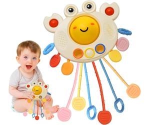 ZephyrCraft Sensory Toys for Babies, Silicone Pull String Early-Development Activity Toy, Baby Travel Toys Fine Motor Skills Montessori Toys for 18+ Months