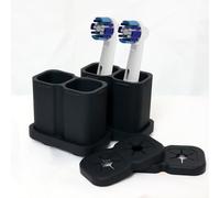 ZephyrCraft Toothbrush Head Holder Toothbrush Holder Set of 4 - Black Silicone Food-Grade Stand for Oral B IO Philips Sonicare Waterpik Fairywill Electric Toothbrushes, Drying and Antibacterial