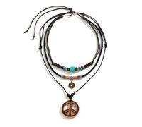 ZephyrHome A Multilayer Necklace with a Peace Sign Pendant, Multilayer Boho Chain Women & Men's Necklace, Hippie Accessories for Carnival Costumes, Boho Style Necklace Women & Men