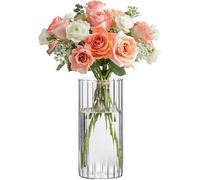 ZephyrHome Clear Glass Cylindrical Vase for Decorative Flower Arrangements, Modern Living Room, Wedding & Table Decor
