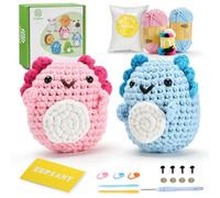 Zepiany Crochet Kit for Beginners, Amigurumi Crocheting Animals Kits with Step-by-Step Video Tutorials, Knitting Starter Pack for Adults and Kids, 2 Axolotls