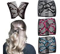 ZEPIQOR 4 Pieces Hair Comb, Hair Comb Clips, Magic Hair Comb Elastic Double Magic Comb for Hair Comb Double Comb Clip for Women