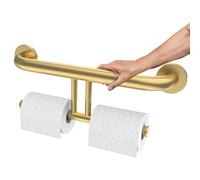 Zepolu Brushed Gold Handicap Grab Bar with Toilet Paper Roll Holder