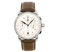Zeppelin 100 Jahre Chronograph Leather Strap Beige Dial Quartz 76746 Men's Watch