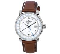 Zeppelin 100 Jahre GMT Leather Strap Silver Dial Automatic Z86661 Men's Watch