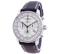 Zeppelin 100 Jahre Leather Strap Quartz White Dial 50M Z86803 Men's Watch