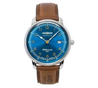 Zeppelin 9640-3 Méditerranée Men's Watch - Quartz Movement, Stainless Steel Case, Blue Dial, Leather Strap, 40 mm