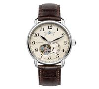 Zeppelin LZ-127 7666-5 Automatic Silver Brown Mens Watch 41mm 50M