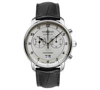 Zeppelin Friedrichshafen Leather Strap Silver Dial Quartz 85844 Men's Watch