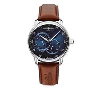 Zeppelin 8662 Men's Watch with Leather Strap New Captain's Line Series Automatic 24 Hour Display, 8662-3 - Blue/Brown
