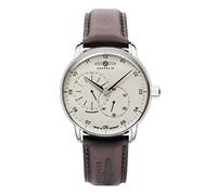 Zeppelin 8662 Men's Watch with Leather Strap New Captain's Line Series Automatic 24 Hour Display, silver, One Size
