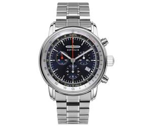 Zeppelin 8888MB-3 Men's Chronograph - Stainless Steel Case Silver Tone, Blue Dial