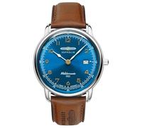 Zeppelin 9640-3 Méditerranée Men's Watch - Quartz Movement, Stainless Steel Case, Blue Dial, Leather Strap, 40 mm