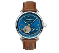 Zeppelin 9666-3 Mediterranée Men's Automatic Open Heart Watch with Brown Leather Strap