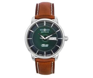 Zeppelin Atlantic Brown Leather Strap Green Dial Automatic 84664 Men's Watch