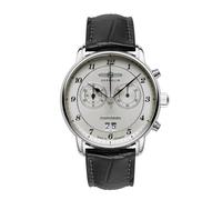 Zeppelin Friedrichshafen Leather Strap Silver Dial Quartz 85844 Men's Watch
