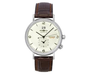 Zeppelin Hindenburg Brown Leather Strap Beige Dial Quartz 80445 Men's Watch