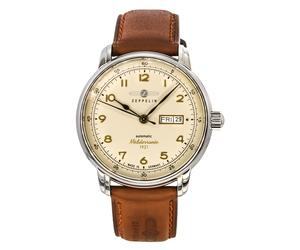 Zeppelin Mediterranee 1921 Leather Strap Beige Dial Automatic 96645 Men's Watch