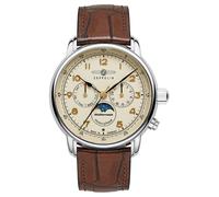 Zeppelin Méditerranée 1921 Quartz Moonphase (42mm) Beige Dial / Brown 9636-5