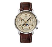 Zeppelin Mediterranee Champagne Dial Leather Strap Quartz 96375 Men's Watch