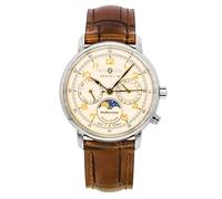 Zeppelin Mediterranee Champagne Dial Leather Strap Quartz 96375 Men's Watch