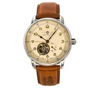 Zeppelin Mediterranee Leather Strap Open Heart Beige Dial Z96665 50M Mens Watch