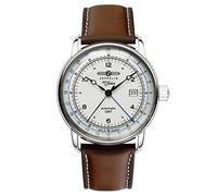 Zeppelin 100 Jahre GMT Leather Strap Silver Dial Automatic 86661 Men's Watch
