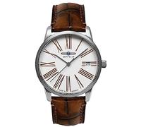 Zeppelin Ronda Women's Watch Quartz Date with Crocodile Look Leather Strap, 8347-4 White/Brown