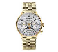 Zeppelin Women's Watch with Milanese Strap Series LZ129 Hindenburg Moon Phase Day Date Calendar Week 7039M-1, 7039m-1 - Gold / Silver / Milanese Ribbon, Bracelet
