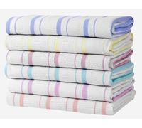 Zeppoli Classic Kitchen Towels - 6 Pack 100% Natural Cotton Towel Set, Reusable Wash Cloths, Absorbent Dish Towels, Machine Washable Hand Towels, Kitchen Essentials, 20” x 28” - Pastel VAR