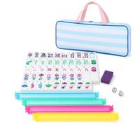 ZeptiHOM 4 Layer Mahjong Tiles, 160 Pcs Western Mah Jongg Set with Dice and Travel Carrying Bag Classic Tabletop Game for Adults Social Gatherings