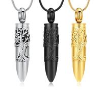 zeqingjw Bullet Urn Necklace for Ashes Memorial Cremation Jewelry Ash Holder Keepsake Jewelry for Pet/Human, Metal, stainless-steel