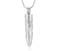 zeqingjw Bullet Urn Necklace for Ashes Memorial Cremation Jewelry Ash Holder Keepsake Jewelry for Pet/Human, Metal, stainless-steel