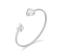 zeqingjw Butterfly Heart Ash Bracelet for Women Cremation Jewelry Urn Bracelet for Human Ashes Keepsake Pendant Locket Openable Cuff Memorial Bangle, M, Stainless Steel, created zircon gemstone