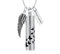 zeqingjw Cremation Jewelry Butterfly Cylinder Urn Necklace for Ashes Stainless Steel Keepsake Ash Holder Funeral Pendant of Loved Ones