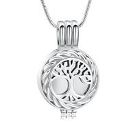 zeqingjw Cremation Jewelry Tree of Life Ashes Pendant Necklace Memorial Locket Urn Necklace Inside Mini Case Keepsake Jewelry for Women Men, Metal, No Gemstone