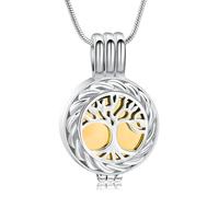 zeqingjw Cremation Jewelry Tree of Life Ashes Pendant Necklace Memorial Locket Urn Necklace Inside Mini Case Keepsake Jewelry for Women Men, Metal, No Gemstone