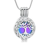 zeqingjw Cremation Jewelry Tree of Life Ashes Pendant Necklace Memorial Locket Urn Necklace Inside Mini Case Keepsake Jewelry for Women Men, Metal, No Gemstone