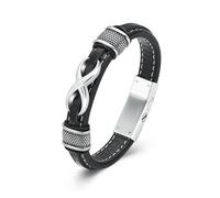 zeqingjw Cremation Urn Bracelet for Ashes Infinity Leather Urn Cuff Bangle for Men Women Memorial Jewelry Funeral Keepsake Human Pet Ashes Holder, M, Stainless Steel, created zircon gemstone