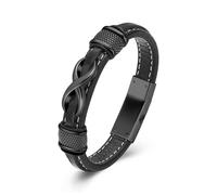 zeqingjw Cremation Urn Bracelet for Ashes Infinity Leather Urn Cuff Bangle for Men Women Memorial Jewelry Funeral Keepsake Human Pet Ashes Holder, M, Stainless Steel, created zircon gemstone