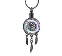zeqingjw Dream Catcher Cremation Jewelry Urn Necklace for Ashes Feather Cremation Necklace Keepsake Memorial Pendant for Women Men Pets