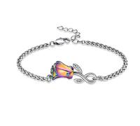 zeqingjw Flower Urn Bracelet for Ashes for Women Cremation Jewelry for Ashes Adjustable Keepsake Memorial Bracelet Urn Bangle Ashes Holder, M, Stainless Steel, created zircon gemstone